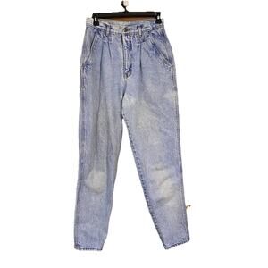 Bill Blass Vintage 80s Jeans 10 High Rise Pleat Front Tapered Leg Mom Blue Denim